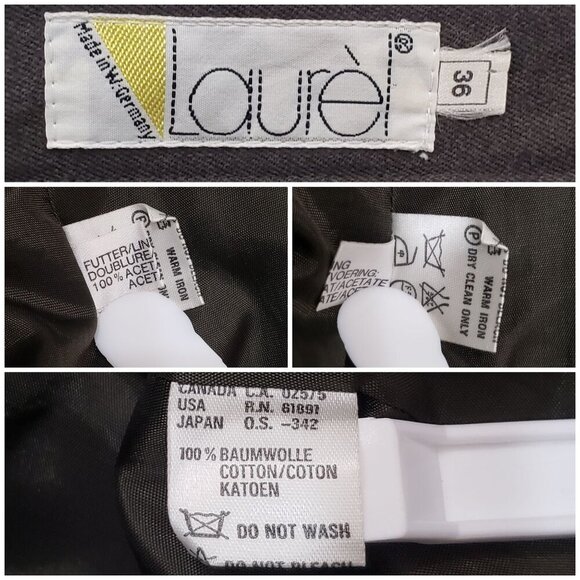 VTG Laurèl by Escada Military Moto Midi Skirt Zipper Split Brown Size 36 US 2/4 - Picture 7 of 12